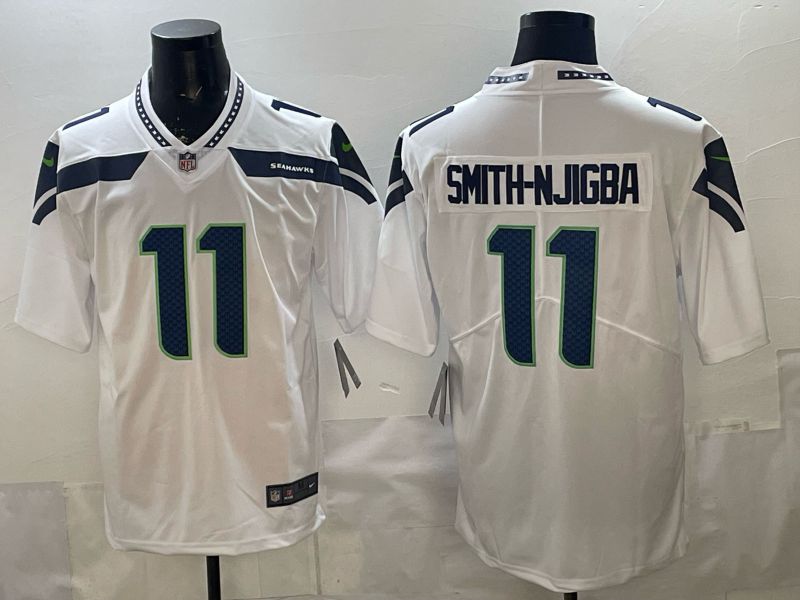 Men 2026 Seattle Seahawks #11 Smith-Njigba White Nike Limited NFL Jersey 016